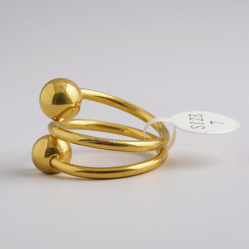 Bague ouverte en acier inoxydable 304 doré – Double anneau avec boules minimalistes