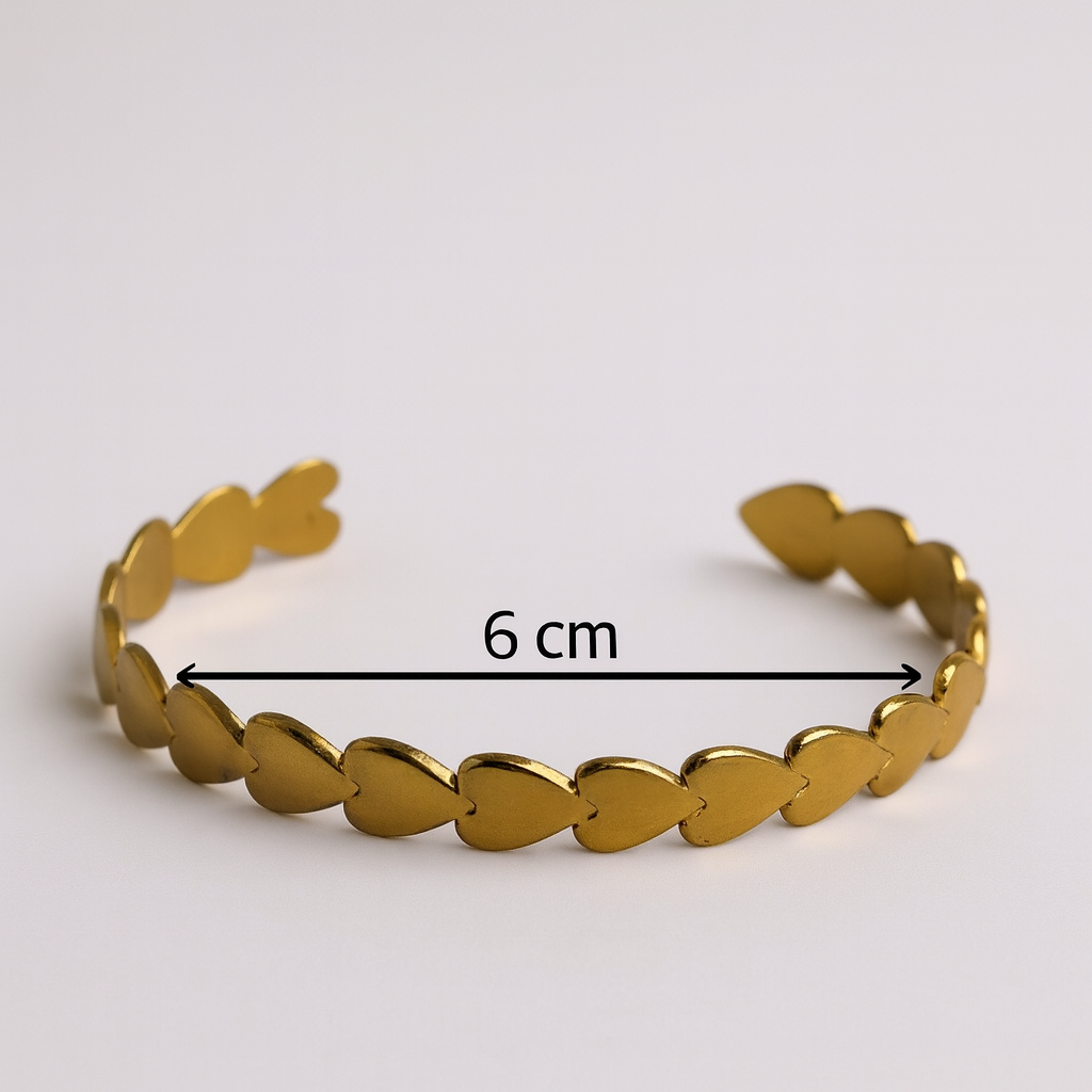 Bracelet jonc cœurs dorés – Acier inoxydable 304 – Ajustable 6 cm