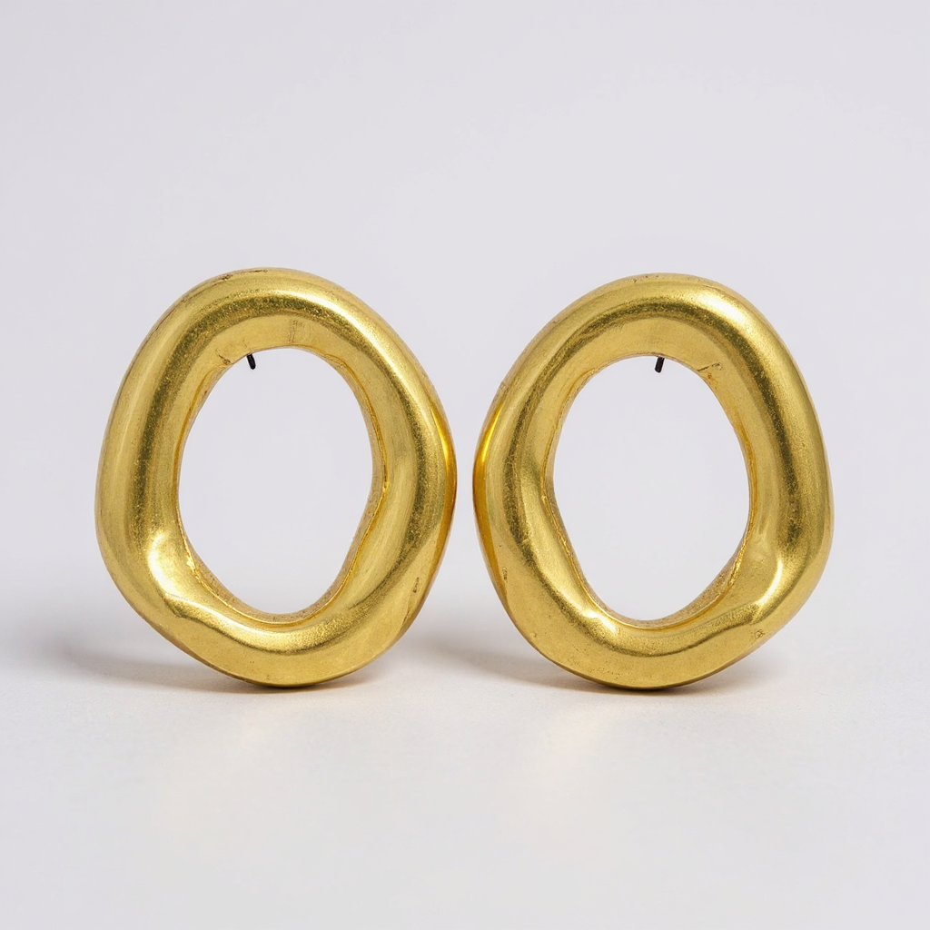 Boucles d’Oreilles Grandes Créoles Dorées – Forme Organique – Acier Inoxydable 316L