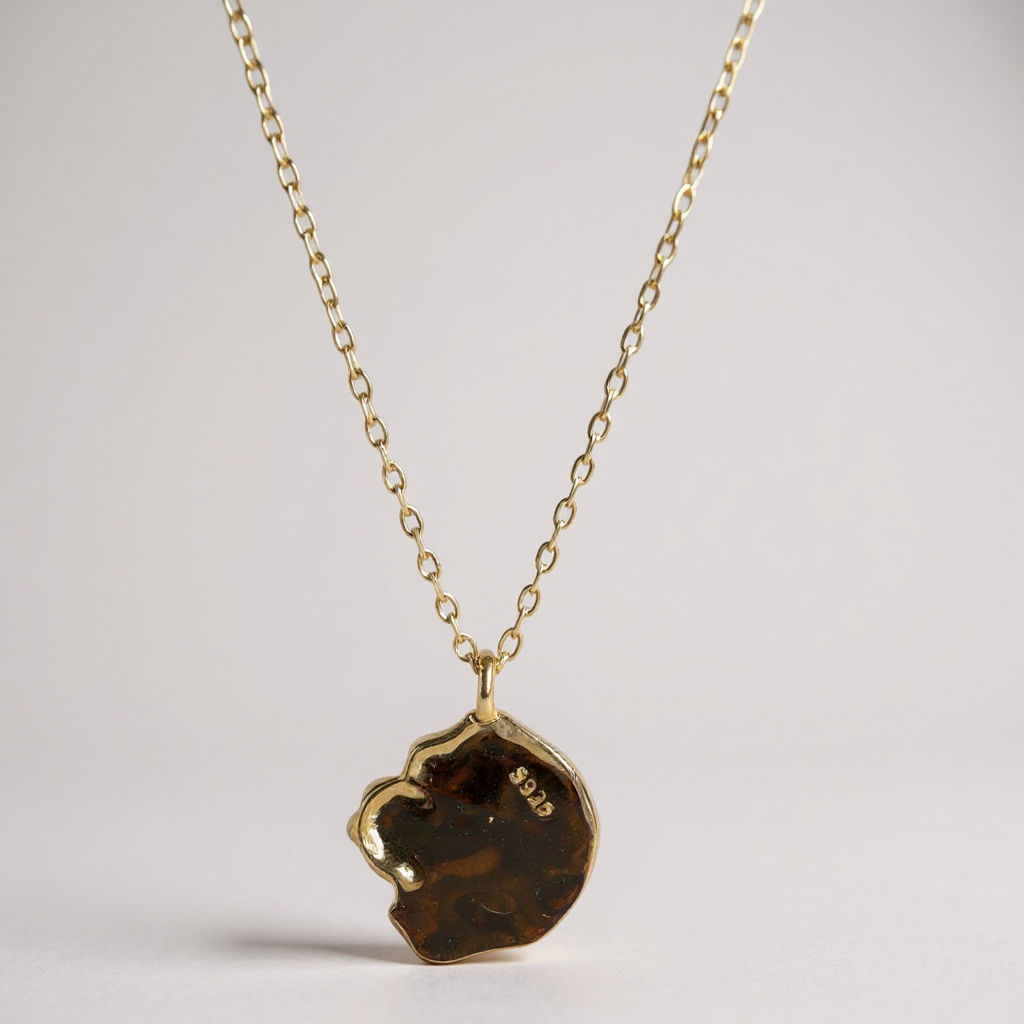 Collier en argent 925 – Plaqué or 18 k – Pendentif élégant