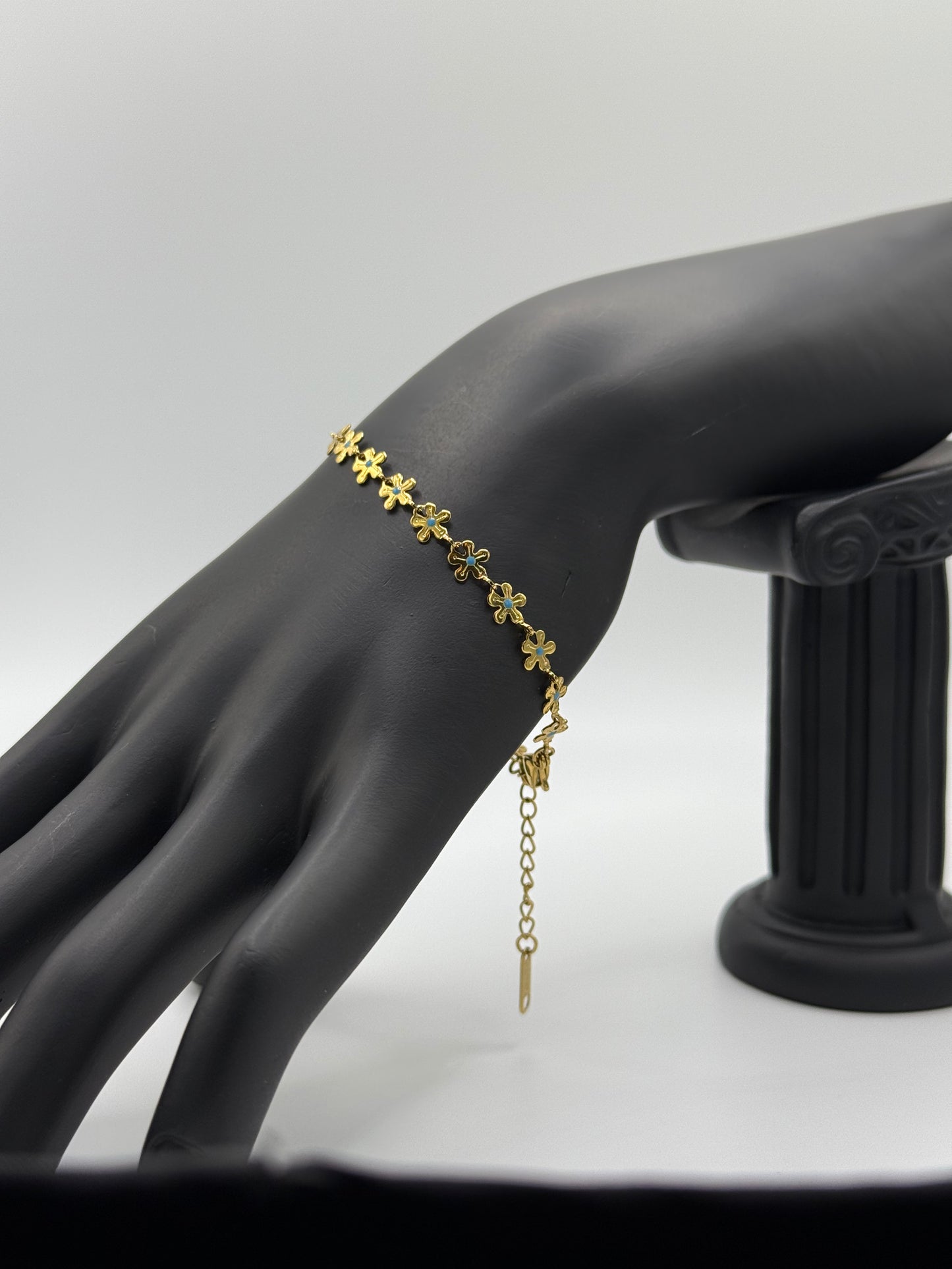 Parure Collier & Bracelet – Trèfles Émaillés Bleu – Acier Inoxydable 304 Plaqué Or 18K PVD
