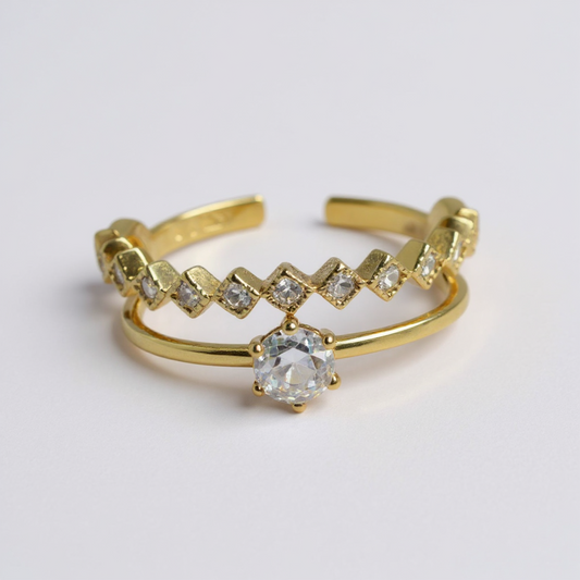 Bague ajustable en argent 925 plaqué or 18K – Design ouvert