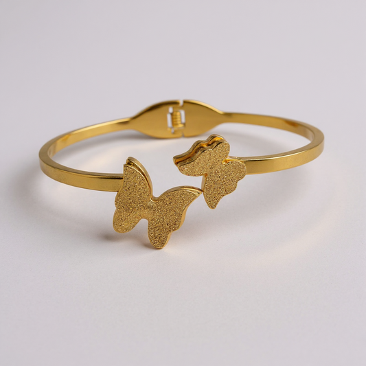Bracelet Jonc Papillon en Acier Inoxydable 304 Doré – Femme