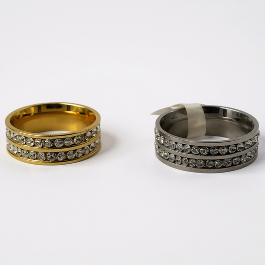 Bague Femme en Acier Inoxydable – Élégante avec Strass Étincelants